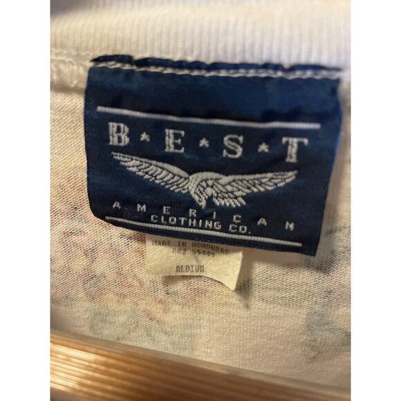 Best American White Floral Pattern Short Sleeve Crew Neck Top SZ Medium - Picture 6 of 7